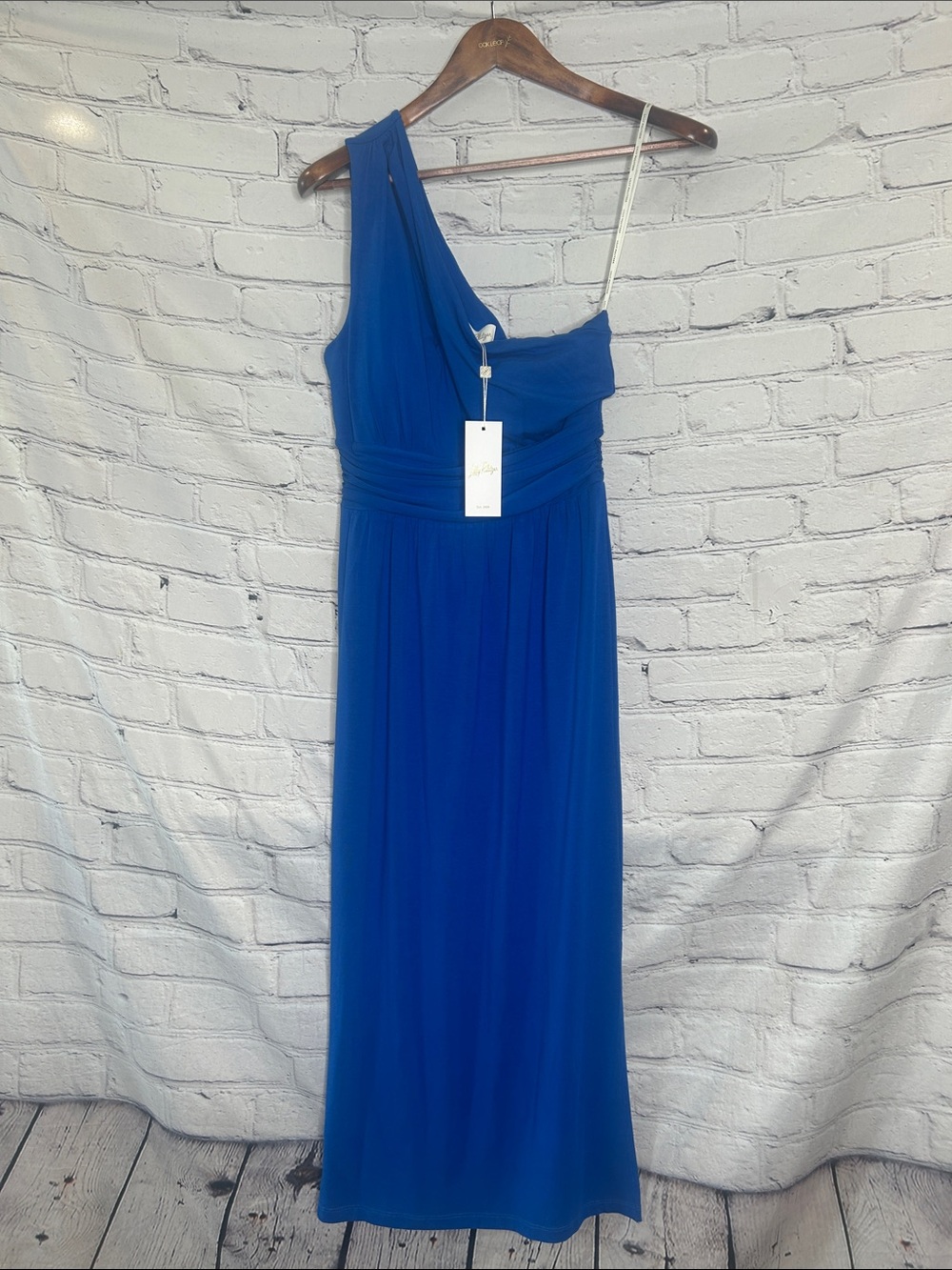 Lilly Pulitzer Helena One-Shoulder Royal Blue Midi Dress Brand New W/Tags